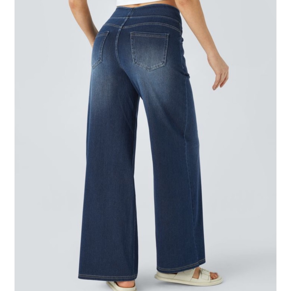 NWT Halara Flex Frost Blue Denim wide leg jeans Size Medium tall - Picture 2 of 14